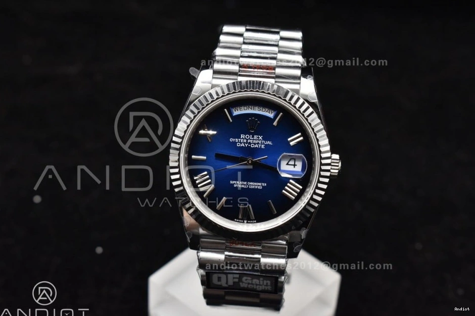 Dial QF on DayDate 40 (Gain President SS V4 Blue Edition Steel Bracelet A2836 Weight) Best 904L Black 0426